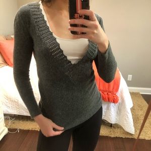 BCBG MaxAzria deep v neck knit top